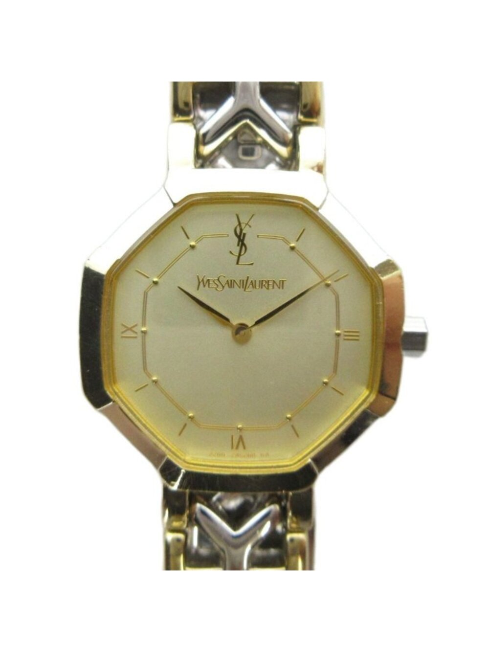 Saint Laurent 2200 Watch Quartz Roman Silver Color Gold